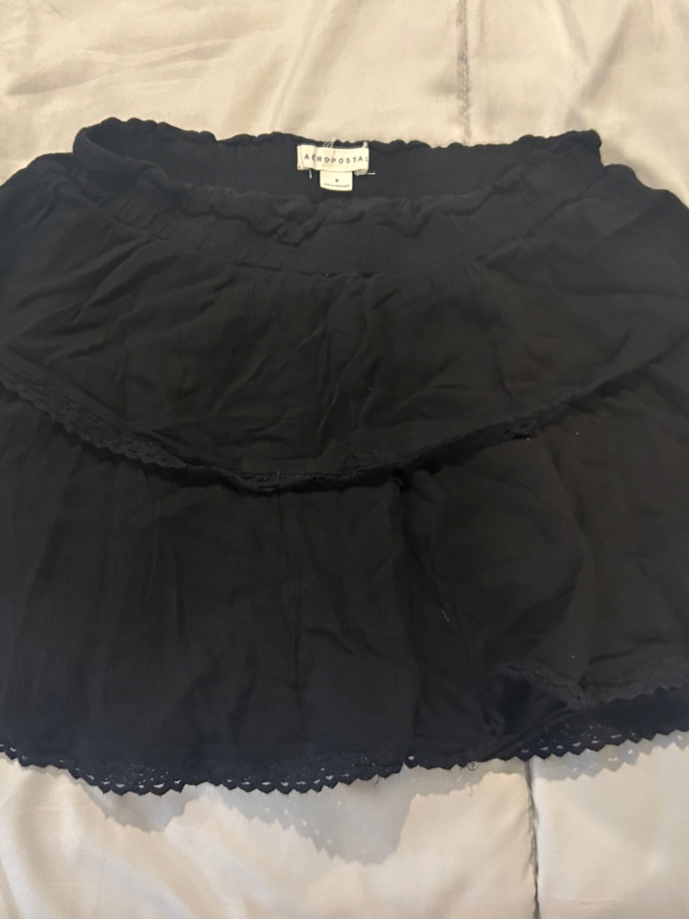Aeropostale Black Layered Lace-Edge Skirt